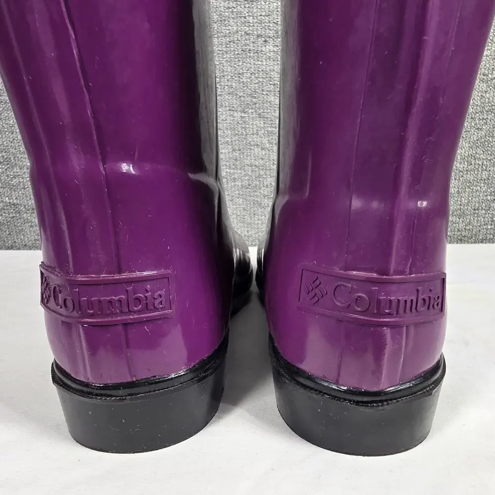COLUMBIA CHILDREN’S DOWNPOUR RAIN BOOTS PLUM BLACK PURPLE - US SIZE 2